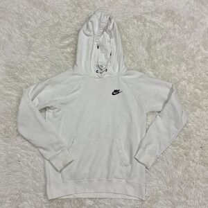 Nike white hoodie with black swoosh Size S